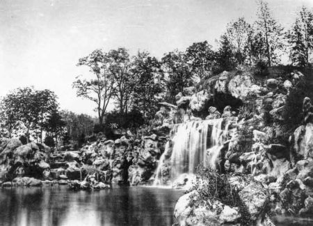The waterfall at Bois de Boulogne, one of the parks enlarged by Baron Haussmann. Photo by Charles Marville (c. 1858). PD-Author’s life plus 70 years or fewer. Wikimedia Commons.