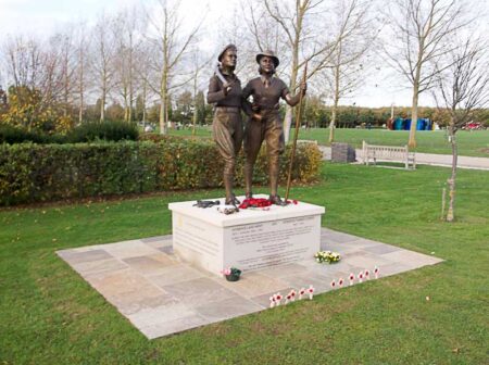 Women’s Land Army Memorial, National Memorial Arboretum. Photo by Harry Mitchell (c. April 2014). PD-CCA 4.0 International. Wikimedia Commons.