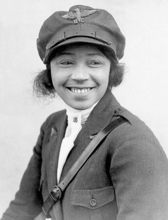 Bessie Coleman. Photo by anonymous (24 January 1923). PD-Published before 1 January 1929. Wikimedia Commons.