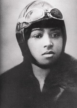 Bessie Coleman, pilot. Photo by anonymous (15 June 1921). National Air and Space Museum. PD-Published before 1 January 1929. Wikimedia Commons.